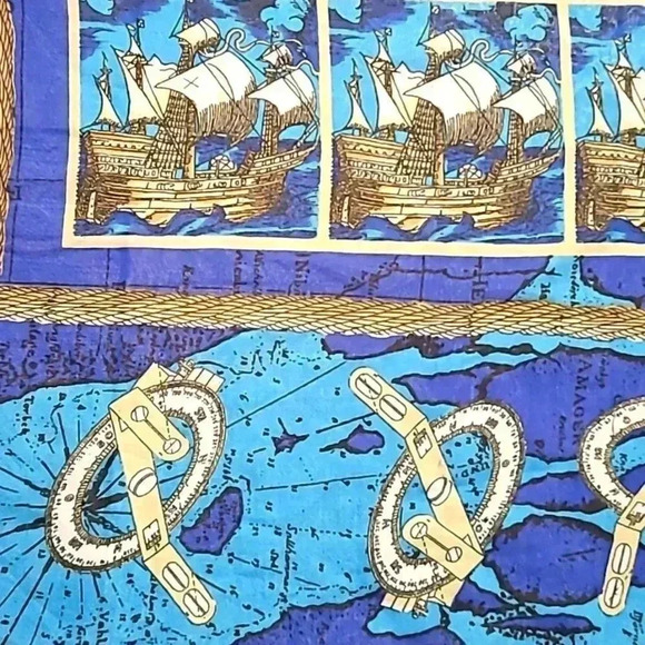 Nautical Theme Blue & Tuquoise Vintage Scarf - Picture 3 of 5